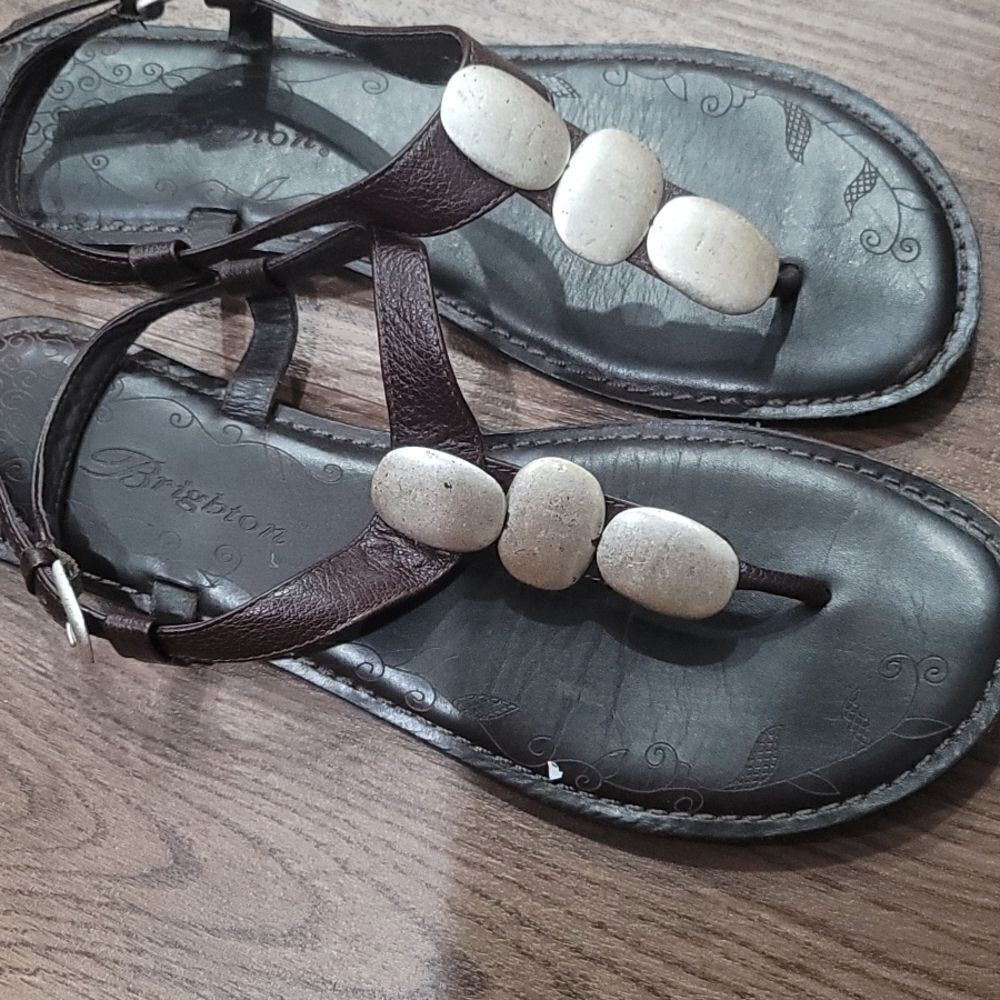 Brighton Orlean T-Strap Leather Sandals 8
